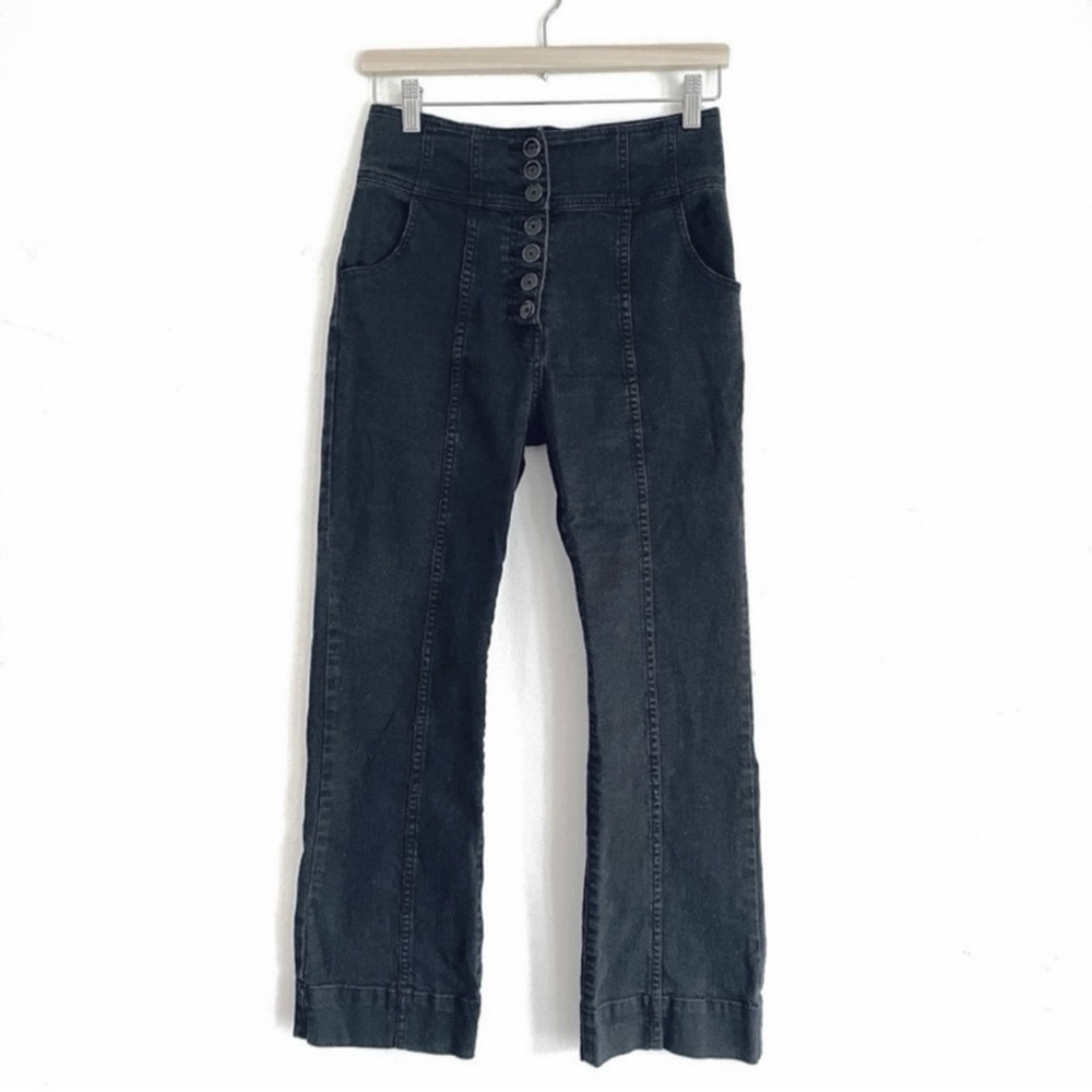 Ulla Johnson Ellis Cropped High Rise Jeans Denim In Noir Black Size 6